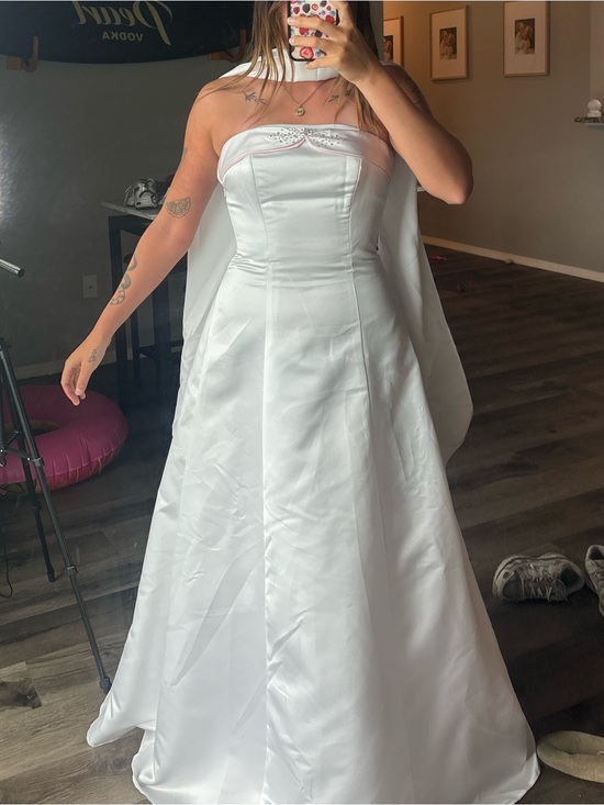Dresses & Skirts - Vintage Baby pink Strapless Satin Wedding Gown